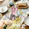 Floral Bow Bunny Rabbits Eggs Easter Table Runner, Seasonal Spring Kitchen Dining Table Decoration for Home Party Decor 13x72 Inch